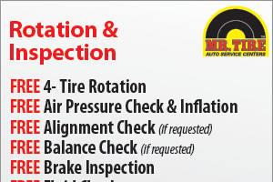 Get FREE tire rotation and inspection at Mr. Tire